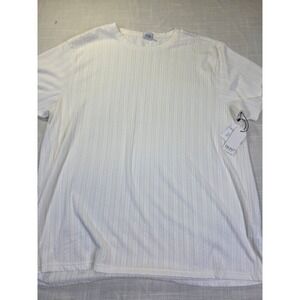 Bruno Milano Mens Textured Chevron Stripe Short Sleeve Tee White 3XL NWT